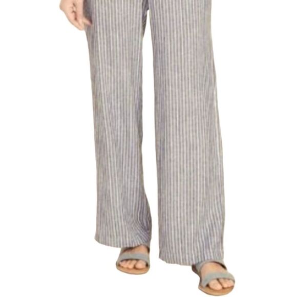 Jolt Pants - Jolt Beach Pants The Lounge Act Linen Cotton Blend Wide Leg Blue & White NWT SM